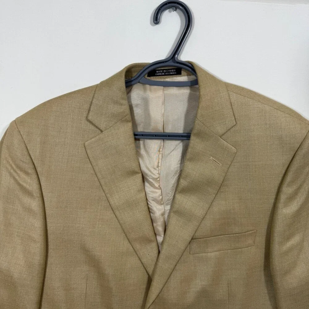 Black Brown 1826 Men's Blazer Tan Silk Wool Linen 40L Never Worn Quiet Luxury
